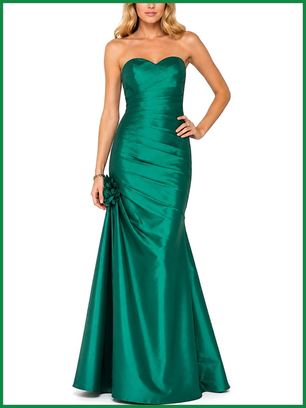 La Femme Emerald Green Strapless Gown Dress